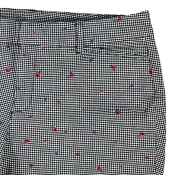 Worthington woman 14w black & white checkered pants with tiny flowers - Picture 4 of 16